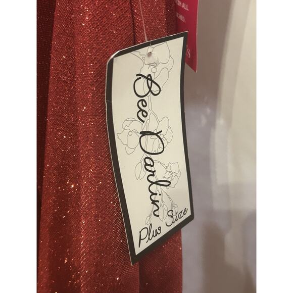 NWT Dillard's B. Darlin Red Glitter Dress size 17W - Picture 2 of 7